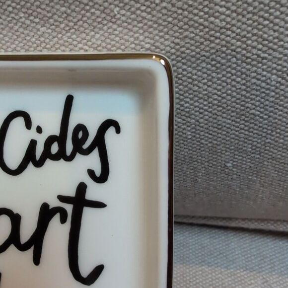 Kate Spade New York x Lenox Spirit of Adventure White Trinket Tray Gold Rim Dish - Picture 5 of 8